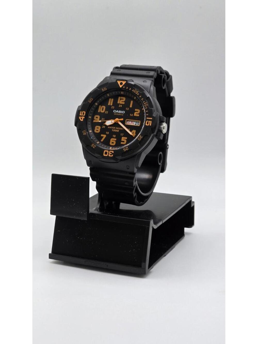 Casio MRW-200H-4BV Quartz Dive Watch 10ATM Resin Band Black Orange New